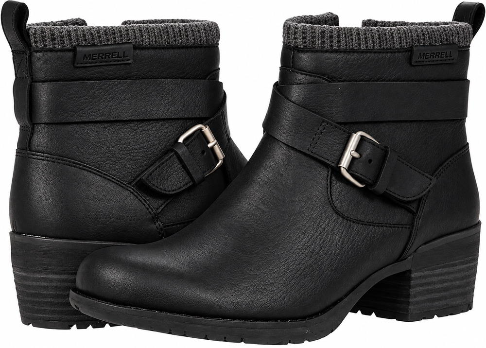 Merrell Shiloh 2 Women's Zip Waterproof Ankle Boots Black Leather Size 8.5 M